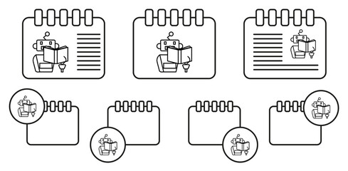 Poster - learning machine read book concept line vector icon in calender set illustration for ui and ux, webs