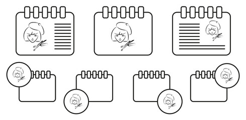 Poster - Painter avatar sketch vector icon in calender set illustration for ui and ux, website or mobile application