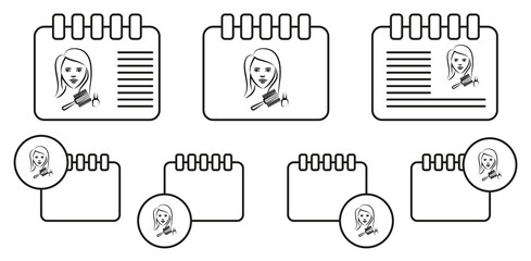 Poster - Hairdresser avatar sketch vector icon in calender set illustration for ui and ux, website or mobile application