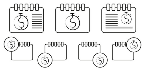 Poster - Time is money sketch style vector icon in calender set illustration for ui and ux, website or mobile application