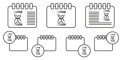 Poster - Hourglass sketch style vector icon in calender set illustration for ui and ux, website or mobile application
