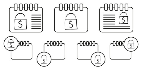 Poster - Bag with money sketch style vector icon in calender set illustration for ui and ux, website or mobile application
