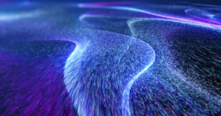Poster - iridescent multicolored rainbow particle background. futuristic stream with flowing data forming bea