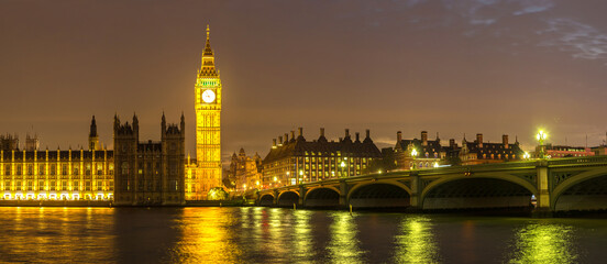 Canvas Print - Big Ben, Parliament, Westminster bridge in London