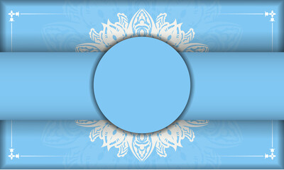 Blue banner with luxurious white pattern and space for text