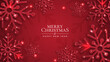 © Tuba Reza - Christmas background with shining red snowflakes and snow. Merry Christmas card illustration on red background. Sparkling red snowflakes with glitter texture