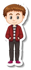 Sticker - A boy wears bomber jacket cartoon character sticker