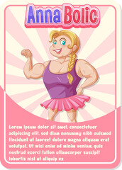 Poster - Character game card template with word Anna Bolic