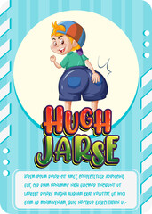 Sticker - Character game card template with word Hugh Jarse