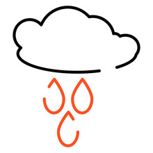 Cloud With Raindrops, Icon Of Rainfall