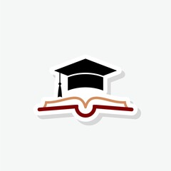 Poster - Graduated open book sticker icon isolated on white background