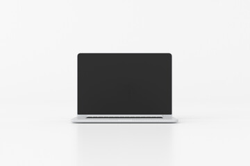 Aufkleber - Illustration of laptop with black screen isolated on white background. 3d rendering.