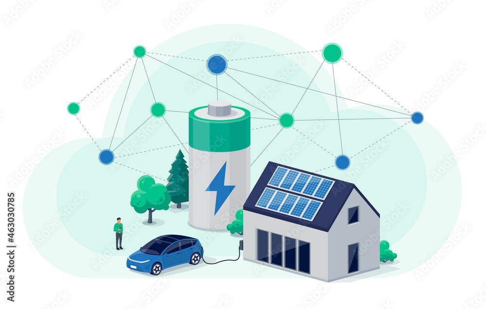 Home virtual battery energy storage with house photovoltaic solar ...