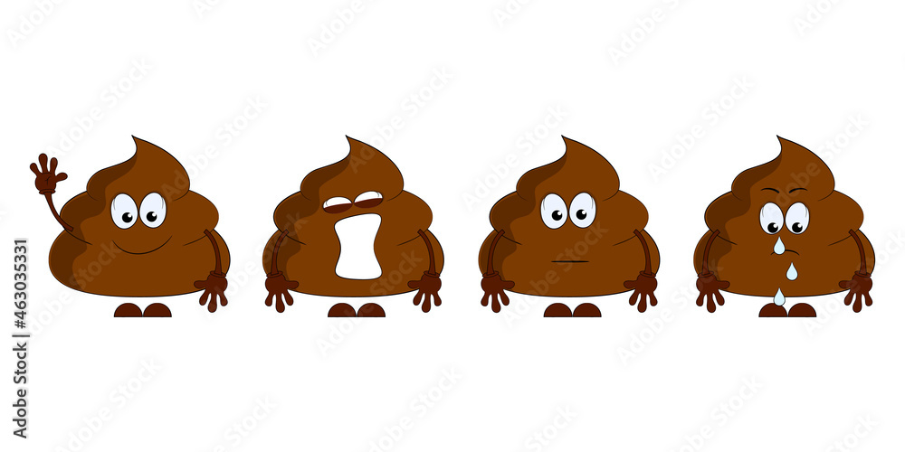 Poop Problems Cartoon Cartoon poop with different emotions. Vector illustration. Stock Vector ...