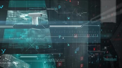 Aufkleber - Animation of data processing and globe over screens