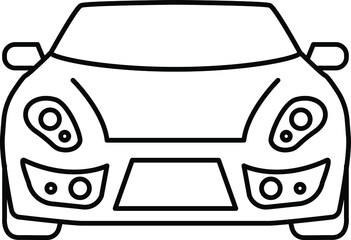 Wall Mural - Car front line icon. Simple outline style sign symbol. Auto, view, sport, race, transport, Electric concept car. Vector illustration isolated on transparent background.