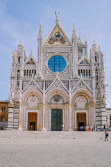 Sticker - Siena Tuscany Italy . streets of Siena a city in Toscany whit Cathedral and streets with people