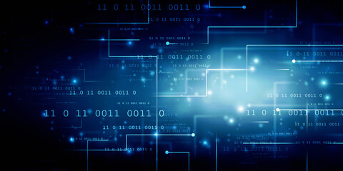 Poster - 2d illustration abstract digital binary data on computer screen