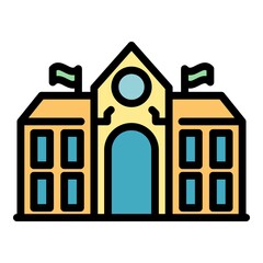 Poster - School campus icon. Outline School campus vector icon color flat isolated