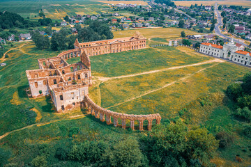 Wall Mural - An aerial view on the ruins of Ruzhany palace in Belarus