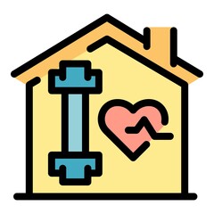Poster - Sport home icon. Outline sport home vector icon color flat isolated