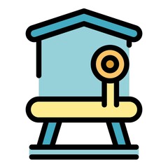 Poster - Home gym fitness icon. Outline home gym fitness vector icon color flat isolated