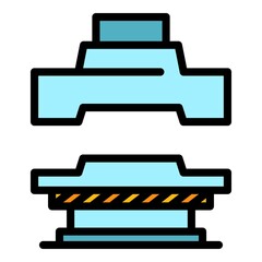 Poster - Manual press machine icon. Outline manual press machine vector icon color flat isolated