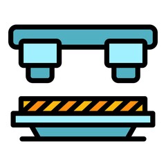 Poster - Robotic press machine icon. Outline robotic press machine vector icon color flat isolated