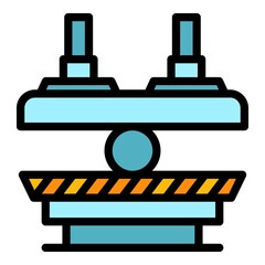 Poster - Press machine process icon. Outline press machine process vector icon color flat isolated