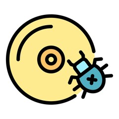 Poster - Disk malware icon. Outline disk malware vector icon color flat isolated