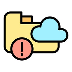 Poster - Cloud files malware icon. Outline cloud files malware vector icon color flat isolated