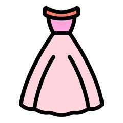 Wall Mural - Marriage dress icon. Outline marriage dress vector icon color flat isolated