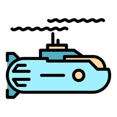 Sticker - Nuclear submarine icon. Outline nuclear submarine vector icon color flat isolated