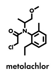 Wall Mural - Metolachlor herbicide (weed killer) molecule. Skeletal formula.