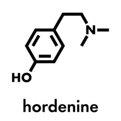 Sticker - Hordenine (dimethyltyramine) stimulant molecule, chemical structure.  Skeletal formula.