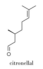 Sticker - Citronellal citronella oil molecule. Used in insect repellents. Skeletal formula.