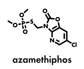 Canvas Print - Azamethiphos pesticide molecule. Used in flypaper, veterinary medicine, etc. Skeletal formula.