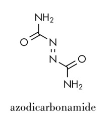 Canvas Print - Azodicarbonamide food additive molecule. Used in bread production as flour improving agent and as blowing agent in the production of foam plastics. Skeletal formula.