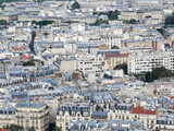 Fototapeta Paryż - City detail of Paris from above, characteristic pattern of the zinc covered roofs