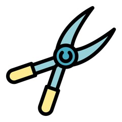 Wall Mural - Secateurs tool icon. Outline secateurs tool vector icon color flat isolated