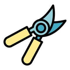 Poster - steel secateurs icon. outline steel secateurs vector icon color flat isolated