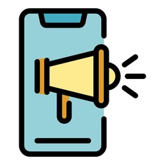 Poster - Mobile campaign icon. Outline mobile campaign vector icon color flat isolated