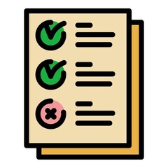 Poster - Election form icon. Outline election form vector icon thin line color flat on white