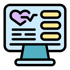 Poster - Electronic patient form icon. Outline electronic patient form vector icon thin line color flat on white