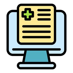 Poster - Online patient file icon. Outline online patient file vector icon color flat isolated