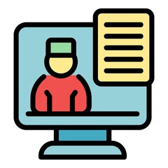 Poster - Digital health consultation icon. Outline digital health consultation vector icon color flat isolated