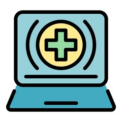 Poster - Virtual doctor icon. Outline virtual doctor vector icon color flat isolated