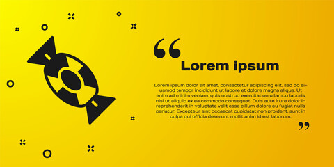 Wall Mural - Black Candy icon isolated on yellow background. Happy Halloween party. Vector