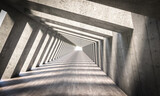 Fototapeta Perspektywa 3d - reinforced concrete tunnel structure with side openings.
