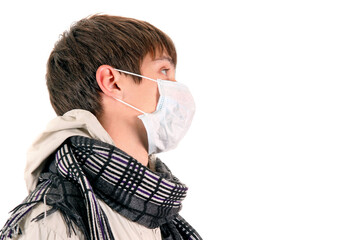 Canvas Print - Young Man in a Flu Mask